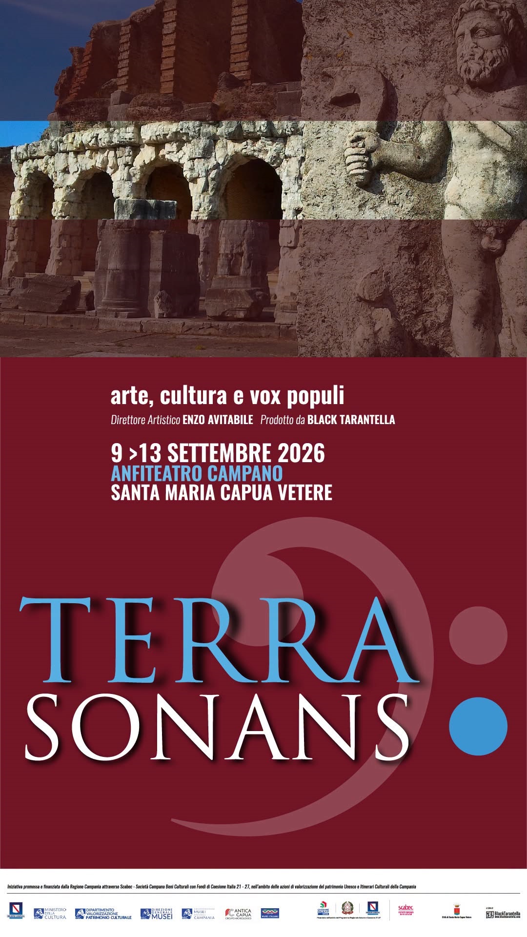 TERRA SONANS Arte, Cultura e Vox Populi: dal 9 al 13 settembre 2026 all'Anfiteatro Campano